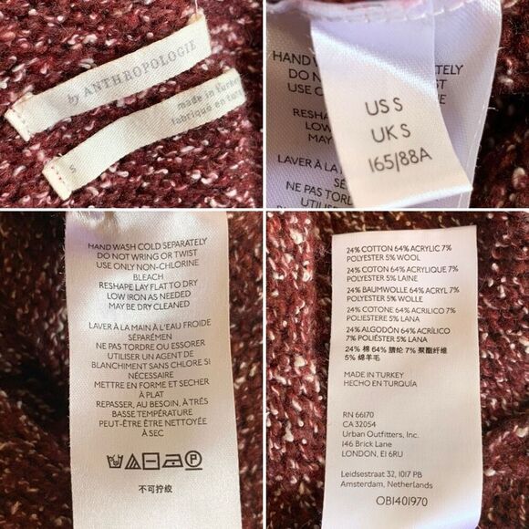 Anthropologie Sleeveless Flowy Turtleneck Tunic Sweater Bordeaux‎ Size S - Picture 9 of 12